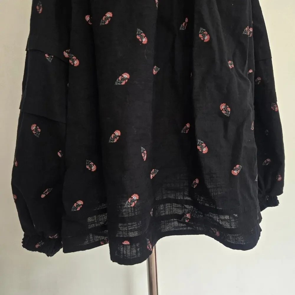 Old Navy Womens Boho Peasant Poet Blouse Swing Relaxed Dark Romantic Puff XL